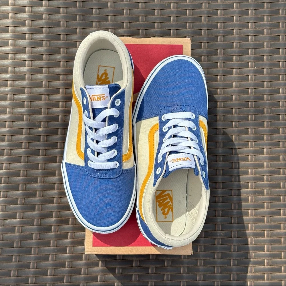 Vans Blue, Cream & Yellow Kids' Low Top Sneakers